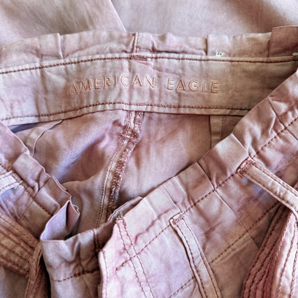 American Eagle Outfitters Dusty Rose Lyocell paper bag pants Size 6 Short - Picture 2 of 10